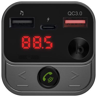 CONNECT IT InCarz Bezdrátový FM transmitter, 2x USB-A + 1x USB-C, ANTRACITOVÝ