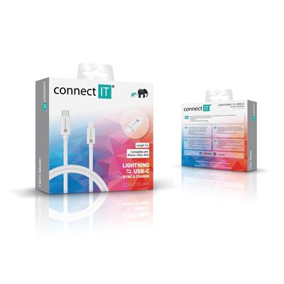 CONNECT IT Wirez USB-C -> Lightning, 27 W, 1 m, bílá