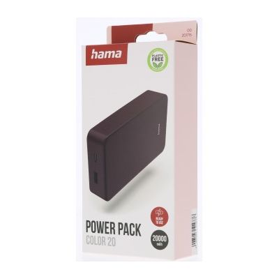 Hama Colour 20, powerbanka 20000 mAh, 3 A, výstup: USB-C, USB-A, slivková