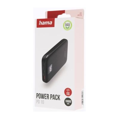 Hama PD 10 powerbanka, 10000 mAh, 3 výstupy: 2x USB-C, 1x USB-A, LED displej, PD, Qualcomm