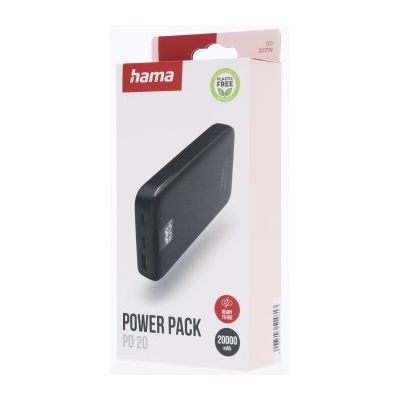 Hama PD 20 powerbanka, 20000 mAh, 3 výstupy: 2x USB-C, 1x USB-A, LED displej, PD, Qualcomm