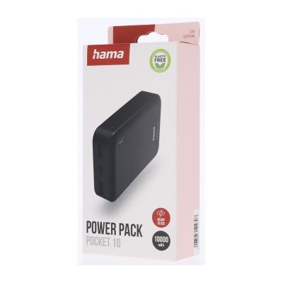 Hama Pocket 10, powerbanka 10000 mAh, 2,1 A, výstup: 2x USB-A