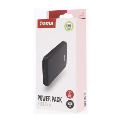 Hama Pocket 5, powerbanka 5000 mAh, 2,1 A, výstup: 2x USB-A