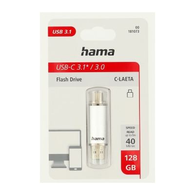 Hama Flash Pen Laeta, USB-C/USB-A 3.1, 128 GB, 40 MB/s, stříbrný