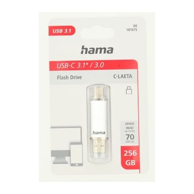 Hama Flash Pen Laeta, USB-C/USB-A 3.1, 256 GB, 40 MB/s, stříbrný