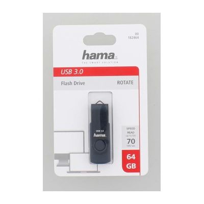 Hama USB 3.0 Flash Drive Rotate, 64 GB, 70 MB/s, petrolejová modrá
