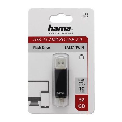 Hama flashPen Laeta Twin 32 GB 10 MB/s, šedá