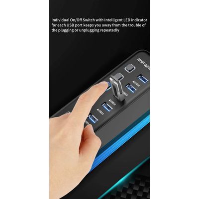 PremiumCord USB 3.2 Superspeed HUB 4-portový s vypínači portů