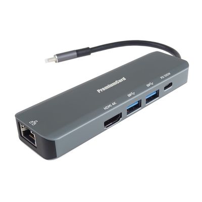 USB-C na HDMI + 2x USB3.2 + PD 100W+ RJ45 10/100/1000Mbps adaptér