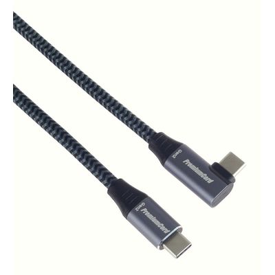 USB-C zahnutý kabel ( USB 3.2 GEN 2x2, 5A, 100W, 20Gbit/s ) 3m hliníkové krytky konektorů, bavlněný oplet