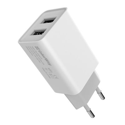 ColorWay 2x USB/ síťová nabíječka/ 10W/ 100V-240V/ Bílá