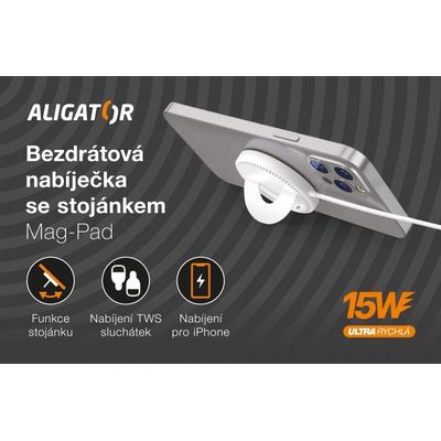Aligator Mag-Pad 15W, bílá