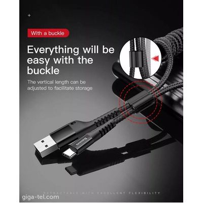 Baseus Fish Eye pružinový nabíjecí / datový kabel USB na USB-C 2A 1m, černá