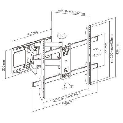 GEMBIRD WM-80ST-02, 37-80 (60kg), otočný a náklopný