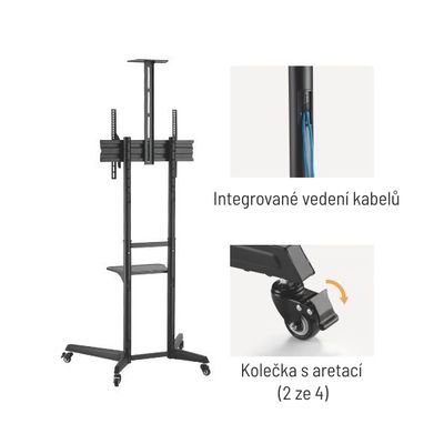 Brateck Pojízdný stojan T1040T pro TV 37-70 50kg 2 police