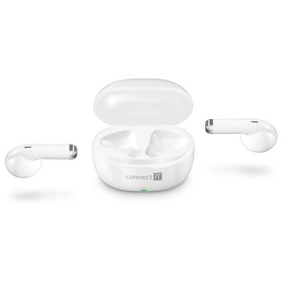 CONNECT IT True Wireless SonicBass sluchátka do uší s mikrofonem, BÍLÁ