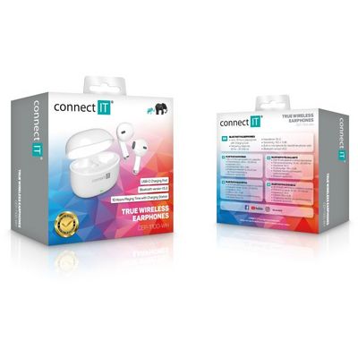 CONNECT IT True Wireless SonicBass sluchátka do uší s mikrofonem, BÍLÁ
