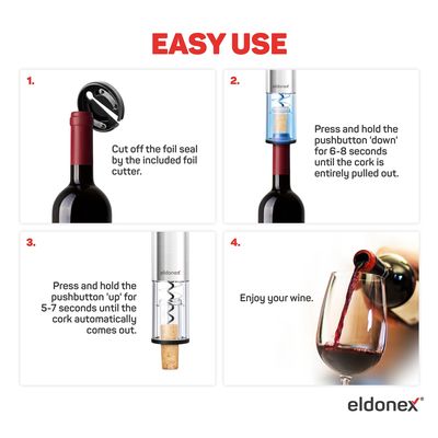 ELDONEX WineSpin Premium elektrický otvírák na víno, STŘÍBRNÝ