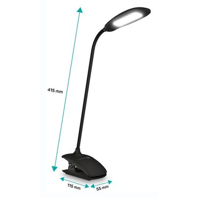 CONNECT IT CLIP stolní Led lampička s klipem, ČERNÁ
