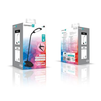 CONNECT IT CLIP stolní Led lampička s klipem, ČERNÁ