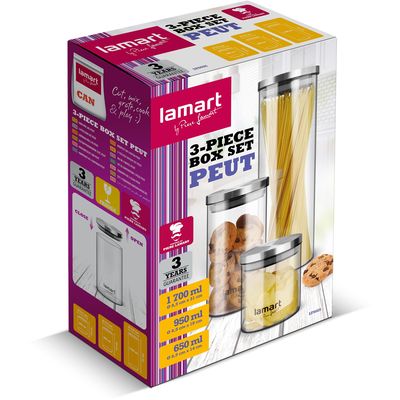 Lamart LT6025 3dílná sada skleněných dóz PEUT
