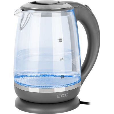 ECG RK 2020 Grey Glass Skleněná rychlovarná konvice, 2 l