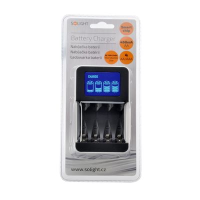 Solight nabíječka s LCD displejem, AC 230V, 450mA, 4 kanály, AA/AAA, řízená mikroprocesorem