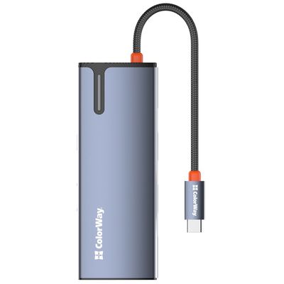 ColorWay 6v1 USB hub/ 1x USB-C/ 1x HDMI/ 3x USB-A/ 1x RJ45