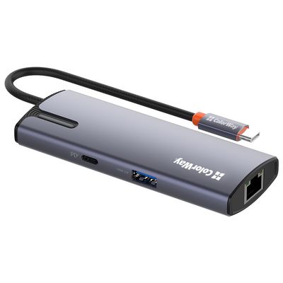 ColorWay 6v1 USB hub/ 1x USB-C/ 1x RJ45/ 4x USB-A