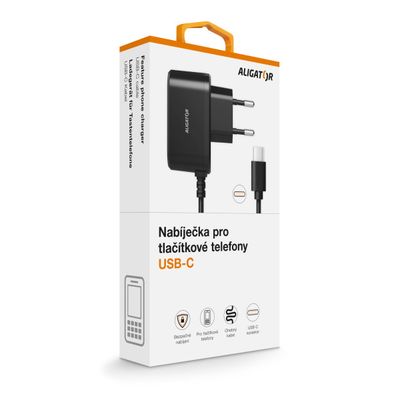 Nabíječka Aligator pro všechny seniorské a tlačítkové telefony ALIGATOR s USB-C konektorem, originální