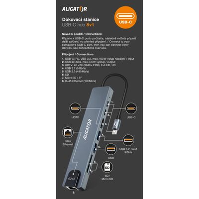 Aligator USB-C Hub 8v1