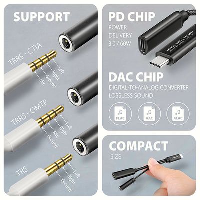 AXAGON ADA-HCPD, USB-C na 3.5mm jack - Hi-Res DAC audio adaptér, 384kHz/32bit, stereo, PD 60W 3A