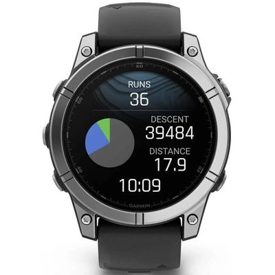 Garmin fenix® E – 47 mm, AMOLED, nerezová ocel, černý silikonový řemínek