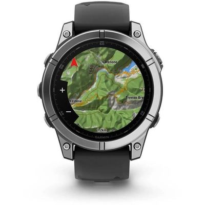 Garmin fenix® E – 47 mm, AMOLED, nerezová ocel, černý silikonový řemínek