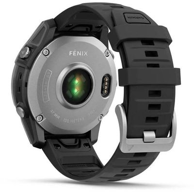 Garmin fenix® E – 47 mm, AMOLED, nerezová ocel, černý silikonový řemínek