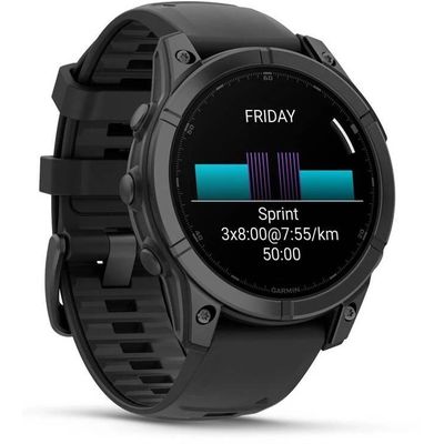 Garmin fenix® E – 47 mm, AMOLED, Slate Grey ocel, černý silikonový řemínek