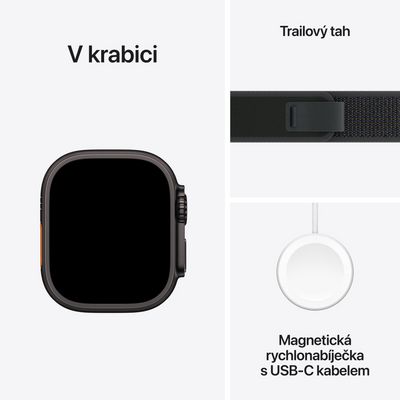 Apple Watch Ultra 2 GPS + Cellular 49mm Black Titanium Case with Black Trail Loop - M/L (MX4V3CS/A)