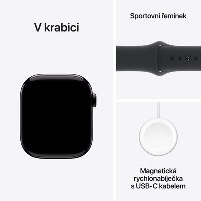 Apple Watch Series 10 GPS 42mm Jet Black Aluminium Case with Black Sport Band - S/M (MWWE3QC/A)