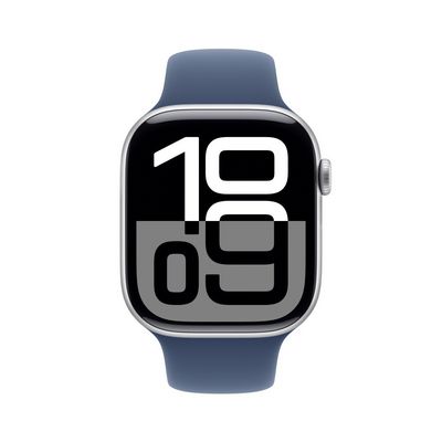 Apple Watch Series 10 GPS 42mm Silver Aluminium Case with Denim Sport Band - S/M (MWWA3QC/A)