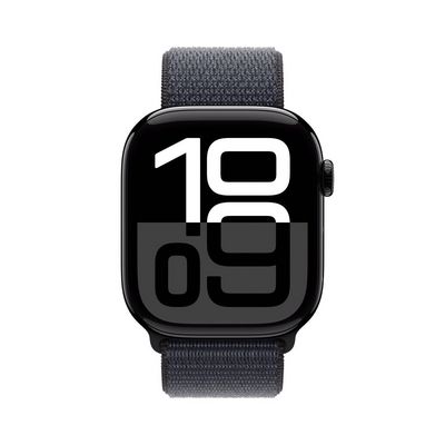 Apple Watch Series 10 GPS + Cellular 46mm Jet Black Aluminium Case with Ink Sport Loop (MWY53QC/A)