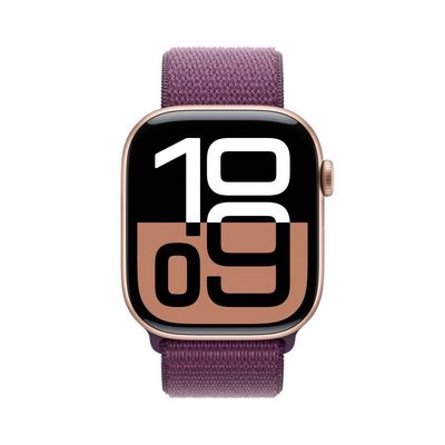 Apple Watch Series 10 GPS + Cellular 46mm Rose Gold Aluminium Case with Plum Sport Loop (MWY83QC/A)