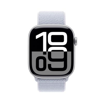 Apple Watch Series 10 GPS + Cellular 46mm Silver Aluminium Case with Blue Cloud Sport Loop (MWY23QC/A)