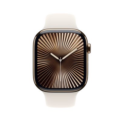 Apple Watch Series 10 GPS + Cellular 42mm Gold Titanium Case with Starlight Sport Band - M/L (MX073QC/A)