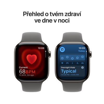 Apple Watch Series 10 GPS + Cellular 42mm Natural Titanium Case with Stone Grey Sport Band - S/M (MWXD3QC/A)