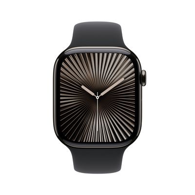 Apple Watch Series 10 GPS + Cellular 42mm Slate Titanium Case with Black Sport Band - S/M (MWXG3QC/A)