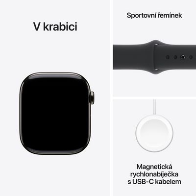 Apple Watch Series 10 GPS + Cellular 42mm Slate Titanium Case with Black Sport Band - S/M (MWXG3QC/A)