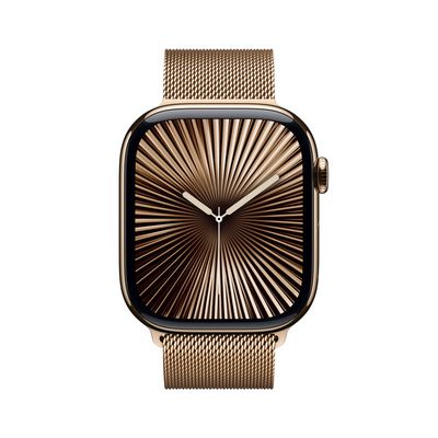 Apple Watch Series 10 GPS + Cellular 42mm Gold Titanium Case with Gold Milanese Loop (MX083QC/A)