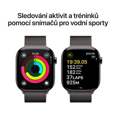 Apple Watch Series 10 GPS + Cellular 46mm Slate Titanium Case with Slate Milanese Loop - M/L (MWYW3QC/A)