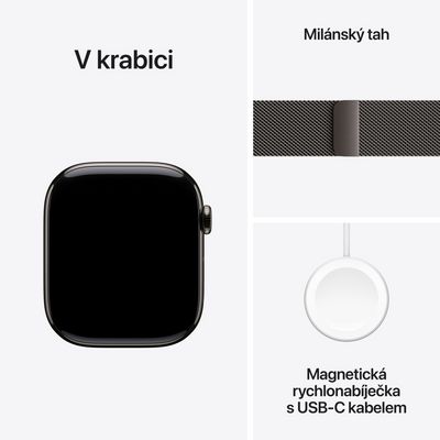 Apple Watch Series 10 GPS + Cellular 46mm Slate Titanium Case with Slate Milanese Loop - M/L (MWYW3QC/A)