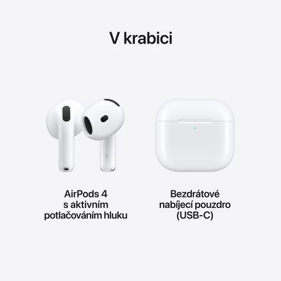 Apple AirPods 4 s aktivním potlačováním hluku (ANC) (MXP93ZM/A)